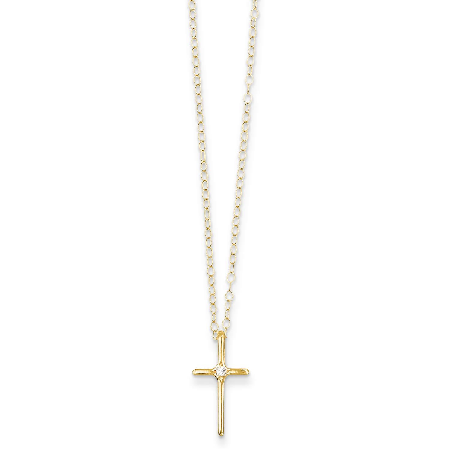 14K Yellow Gold Childrencross Pendant Charm Necklace Religious Cross:  16466215469107